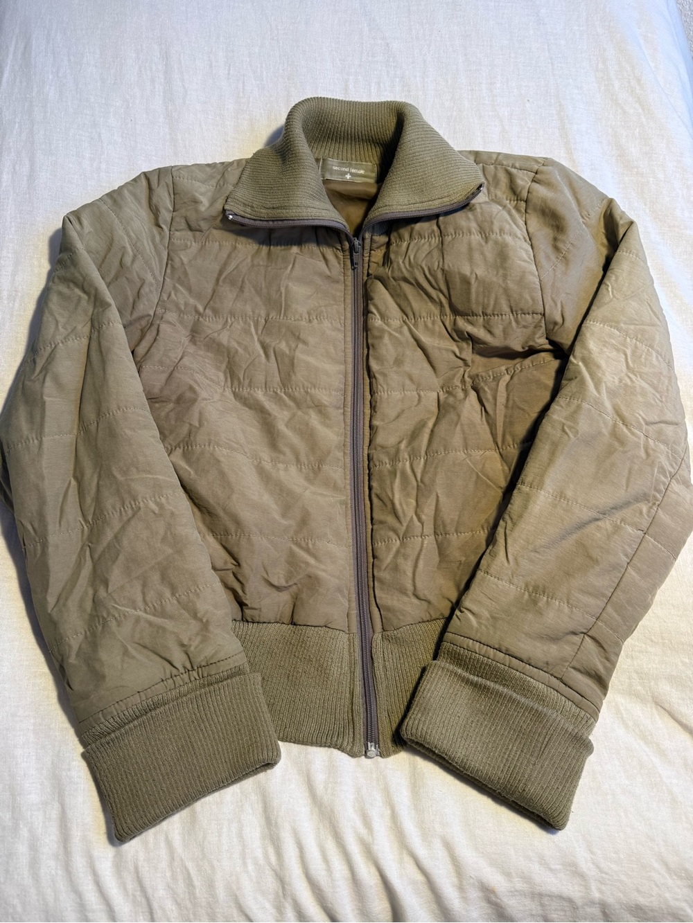 Second Female Quilted Bomber Jacket in Olive for Women